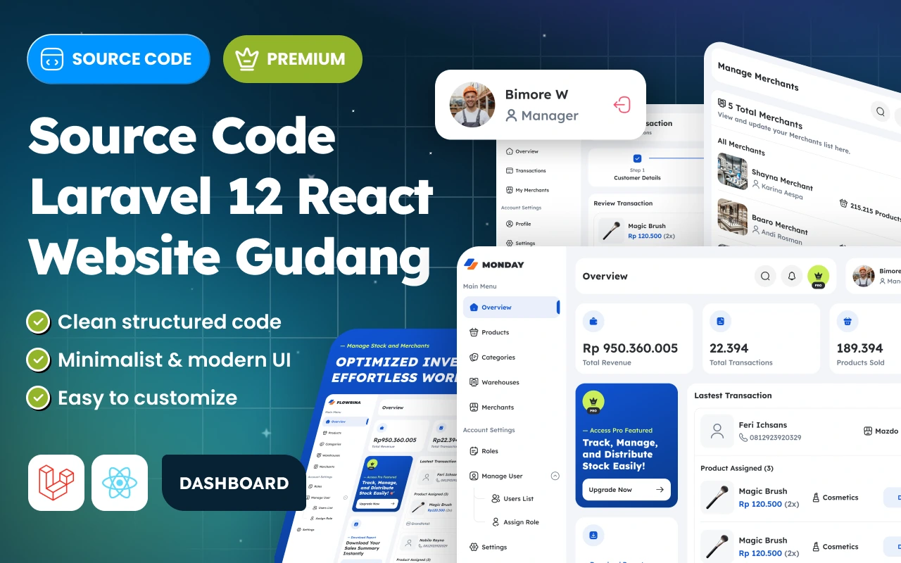 Kelas Source Code Laravel 12 React Web Gudang Toko Management di BuildWithAngga
